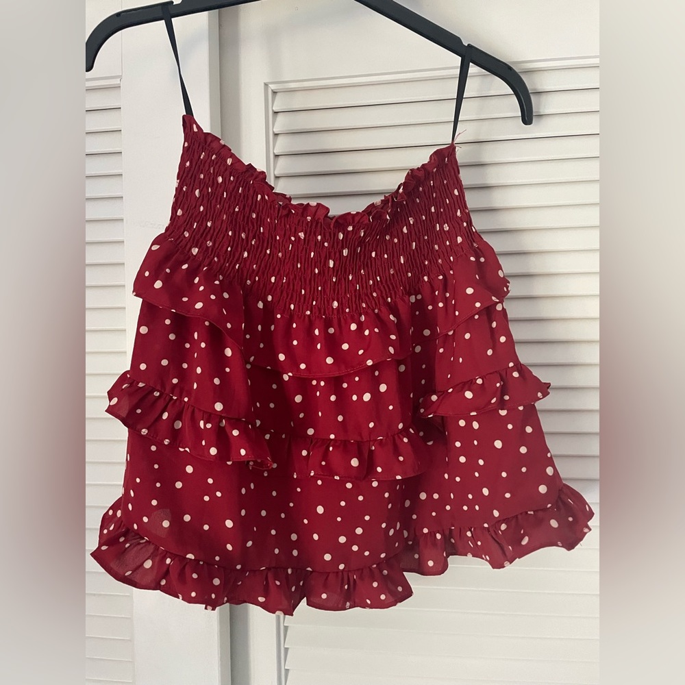 Red polka dot skirt!